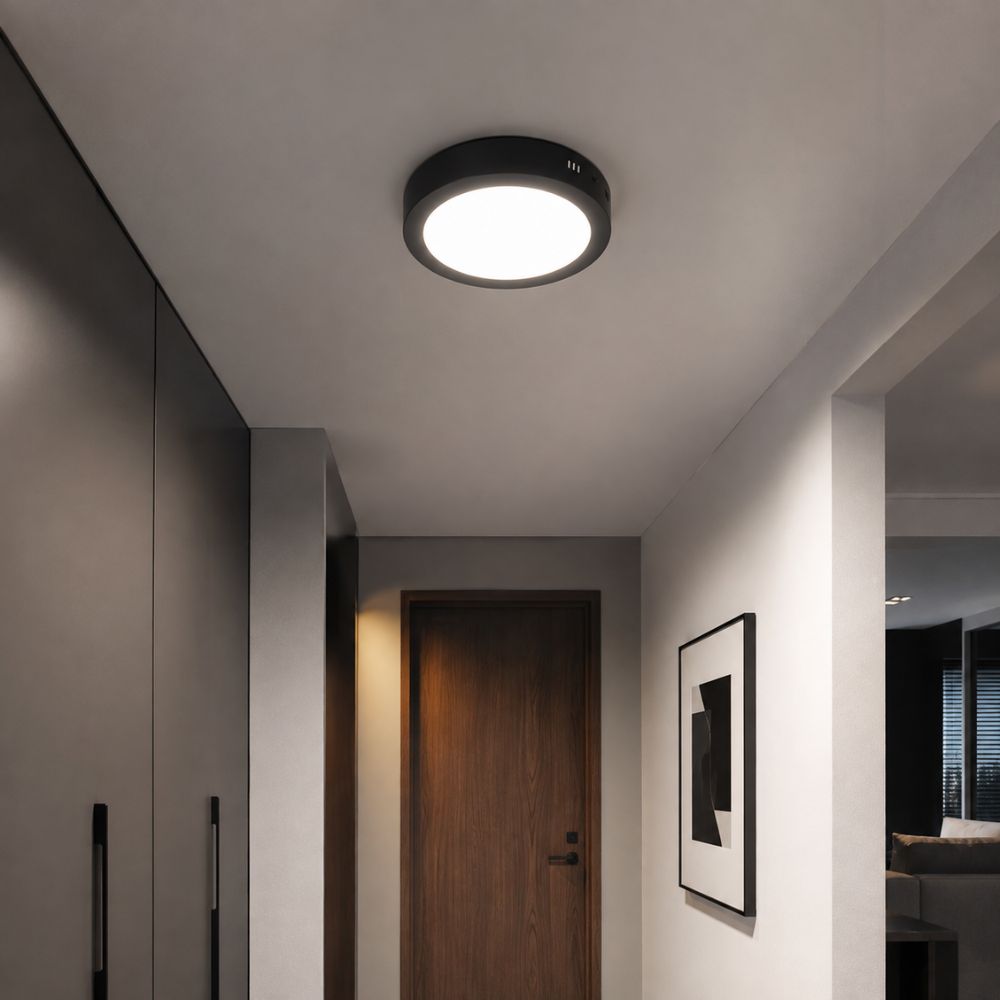 Crni okrugli LED panel nadgradni za moderno unutrašnje osvjetljenje