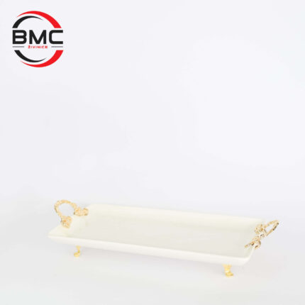 Keramička tacna sa zlatnim drškama