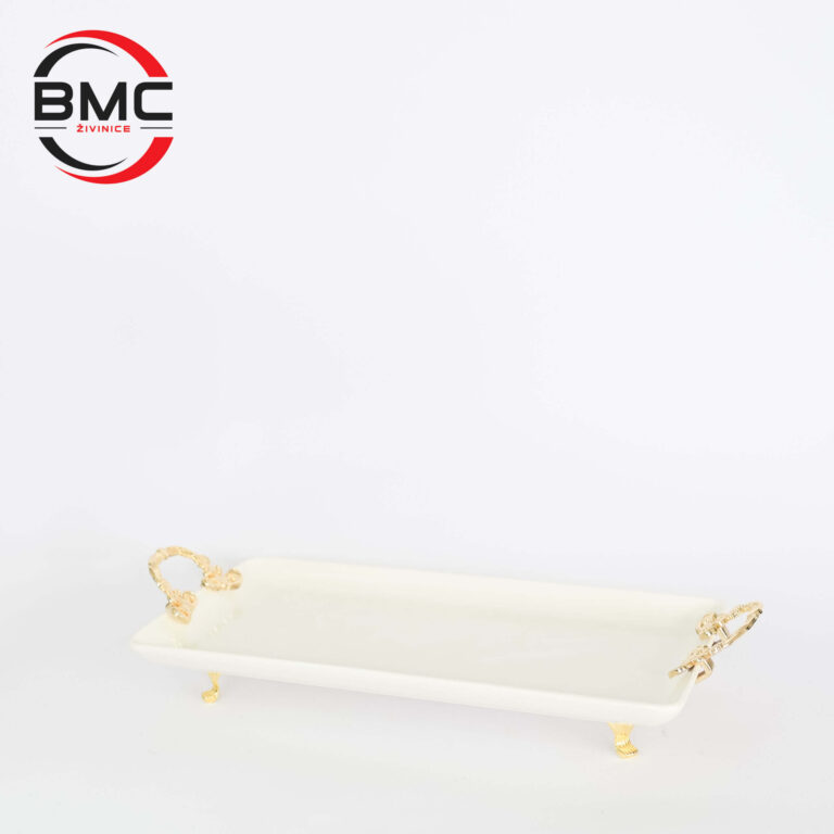 Keramička tacna sa zlatnim drškama