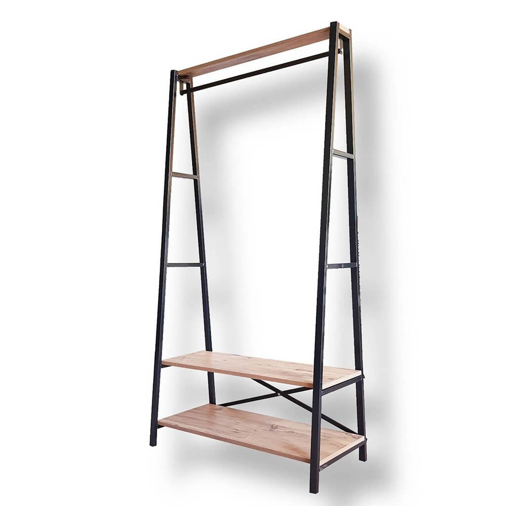 polica za odjecu drvo metal