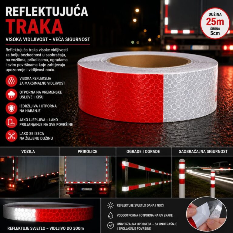 Reflektujuća traka za bolju vidljivost u mraku i uslovima slabog osvjetljenja