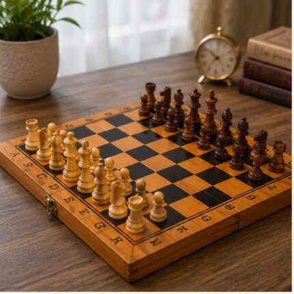 Veliki šahovski set 48 cm sa damom i backgammonom u jednom kompletu