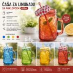 Čaša sa poklopcem 450 ml za vodu sok limunadu i hladne napitke