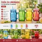 Čaša za limunadu sa poklopcem 450 ml za osvježavajuće napitke