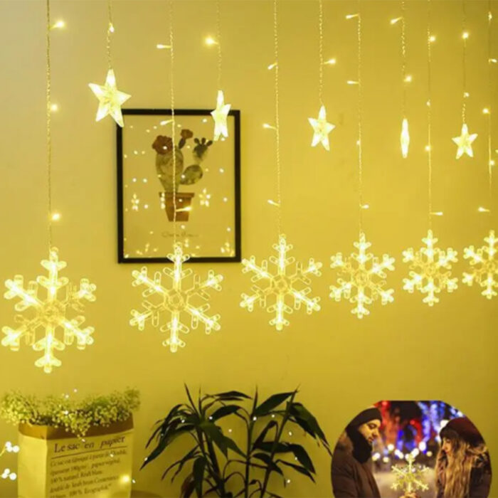 Novogodišnja Zavjesa Pahulje i Zvjezdice 3Met 12komada - Image 2