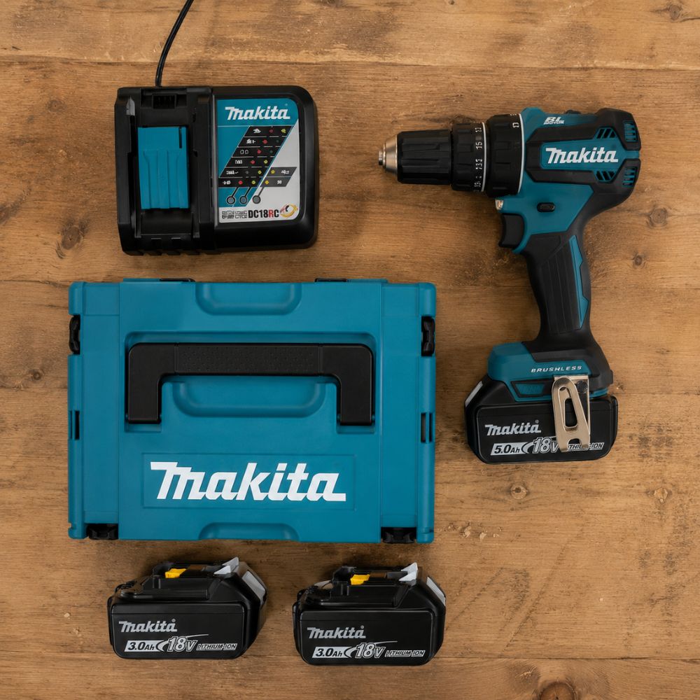 Makita DDF485RFJ aku bušilica sa dvije BL1830 baterije, brzim punjačem i Makpac 2 koferom