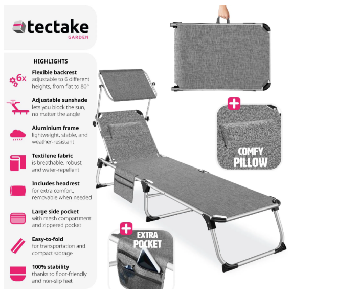 Ležaljka sa Zaštitom od Sunca - Lorella - Image 5