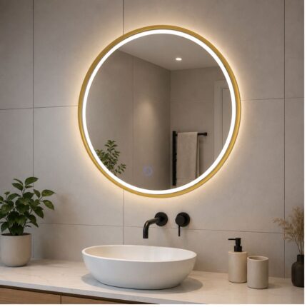 Okruglo LED ogledalo Gold 60 cm za elegantno uređenje kupatila