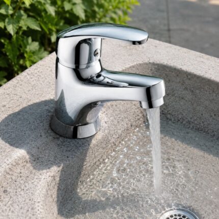 Kratka usadna slavina pogodna je za montažu na lavabo, sudoper ili drugu sanitarnu površinu