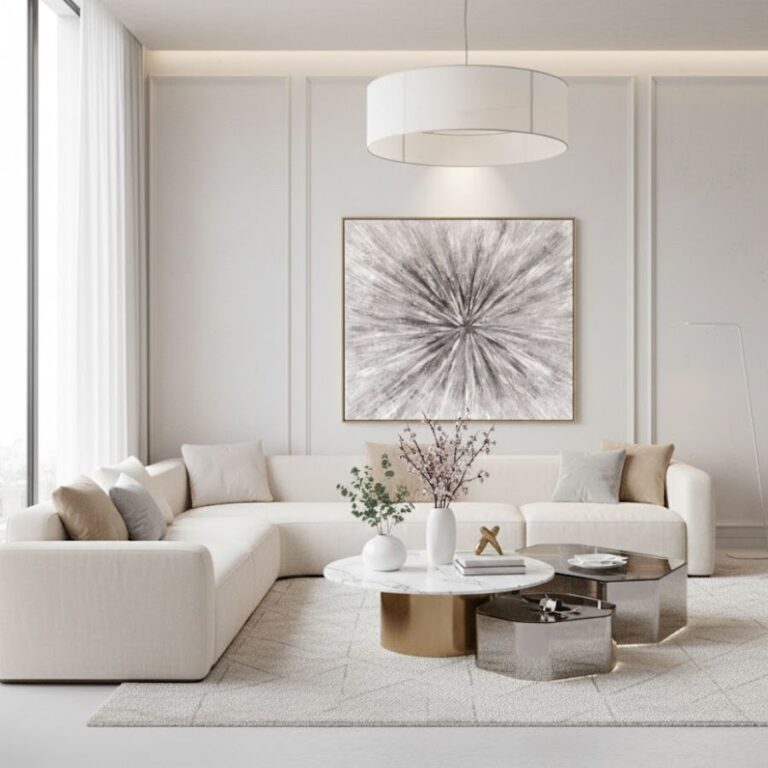 Apstraktna Zidna Slika Crno-Bijele Kompozicije