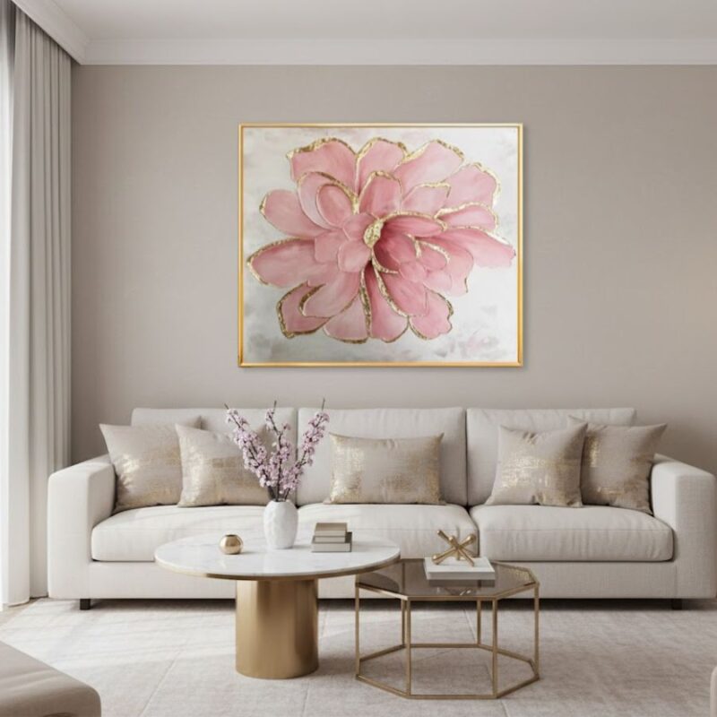 Slika sa Cvjetnim Motivom u Roze Tonovima