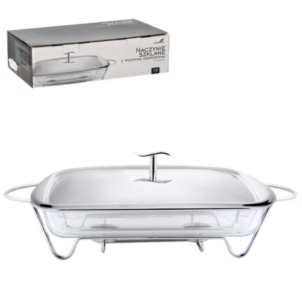 Staklena vatrostalna posuda za hranu 3,6L sa inox poklopcem