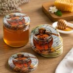 Ilustracija poklopaca za tegle za med u pakovanju od 10 komada za sigurno zatvaranje i čuvanje meda