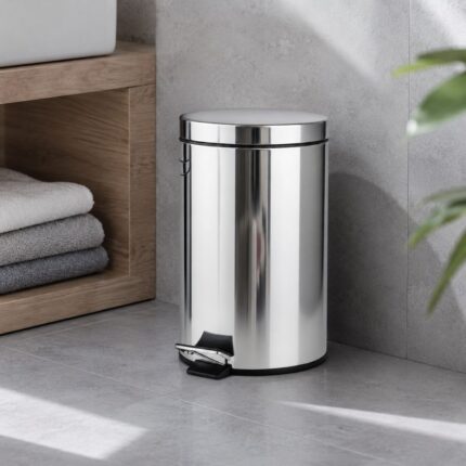 Inox kanta za smeće modernog izgleda, pogodna za čisto i uredno odlaganje otpada.