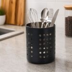 Inox ocjeđivač za pribor 12x13 cm u crnoj boji za urednu kuhinju