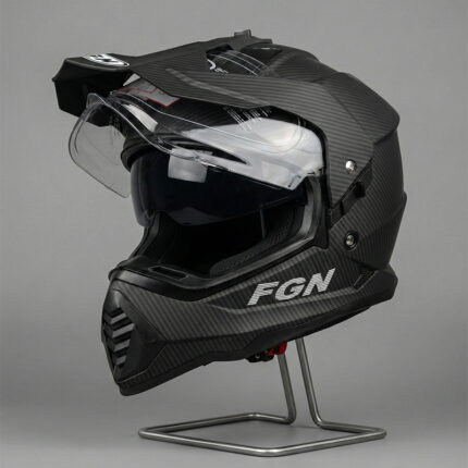 Full Face enduro kaciga 3u1 karbonski izgled sa vizirom i naočalama