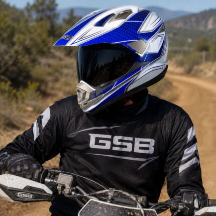Full face enduro kaciga GSB plavo bijela za sigurnu vožnju motora i off road vožnju