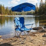 Ribarska stolica sa suncobranom tamnozelena