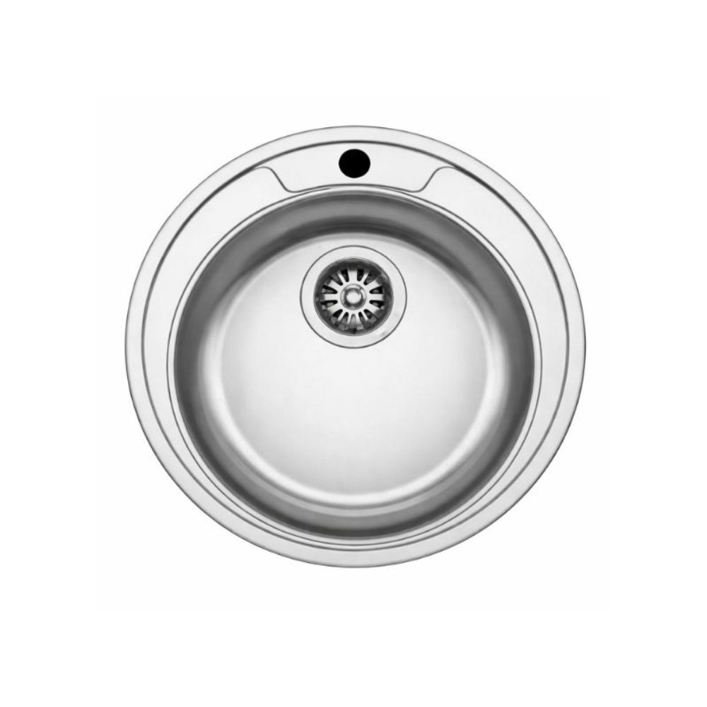 Inox korito sa sifonom i okruglom posudom za praktičnu svakodnevnu upotrebu.