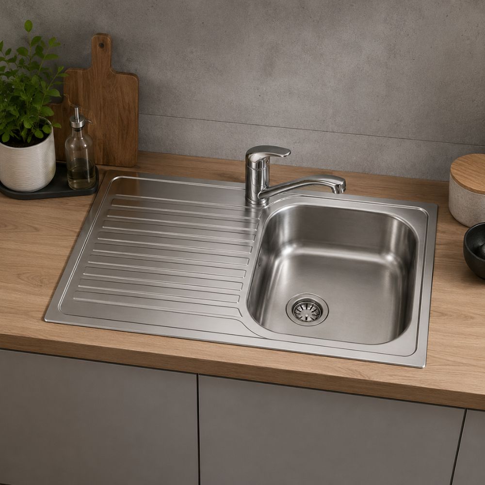 Inox sudoper 800×600 BMC sa praktičnom ocjednom plohom za svakodnevnu upotrebu.