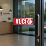 Naljepnica Vuci 5,6x17,7 cm za jasno označavanje smjera otvaranja vrata u poslovnim i javnim prostorima