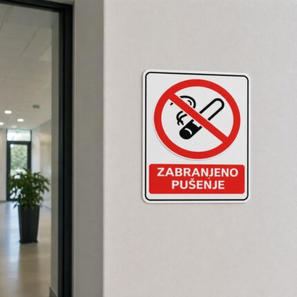 Naljepnica zabranjeno pušenje pogodna je za kancelarije, lokale, prodavnice i javne prostore