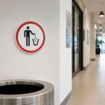 PVC oznaka za bacanje smeća u kantu 15x15 cm pogodna za poslovne, javne i kućne prostore.