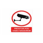Znak pažnja zona pokrivena video nadzorom 15x20 cm za jasno označavanje prostora pod nadzorom.