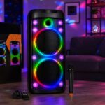 Bluetooth karaoke zvučnik 2839 sa snažnim zvukom i šarenim LED efektima za proslave