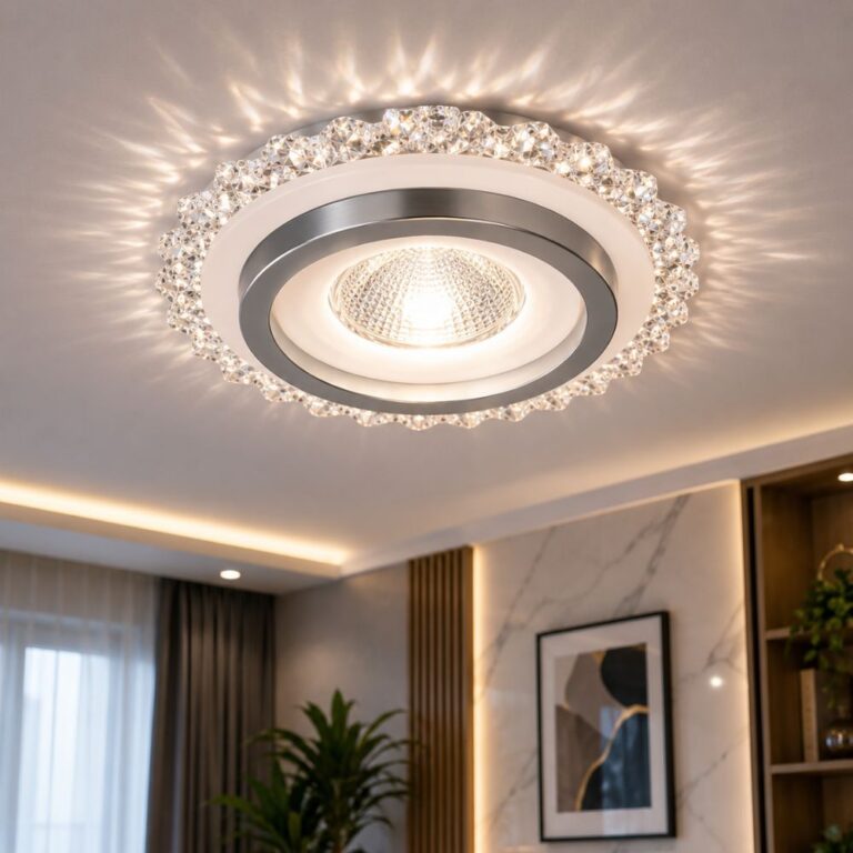 LED plafonjera Crystal pruža ravnomjerno osvjetljenje i moderan dekorativni izgled dnevnog boravka, hodnika ili spavaće sobe