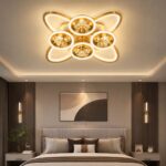 Moderna LED plafonjera Flower Gold za spavaću sobu i dnevni boravak