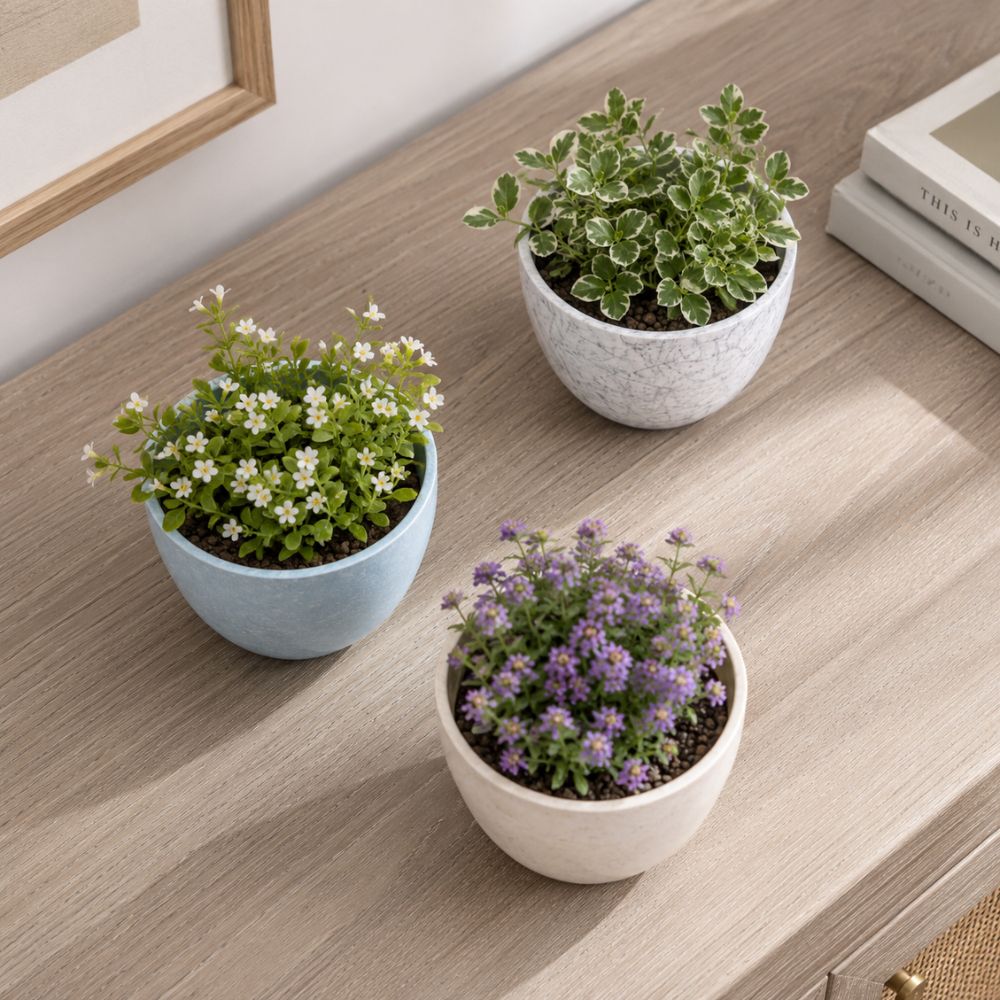 Saksija kamenog izgleda dimenzija 23,5 × 19,5 cm idealna je za uređenje doma, balkona, terase ili vrta