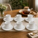 Set šoljica za kafu 12/1 White Line sa šest šoljica i šest tacni za elegantno posluživanje kafe