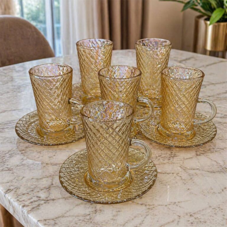 Set za turski čaj Honey Gold 12/1 sa šest staklenih šoljica i podmetača za elegantno serviranje čaja
