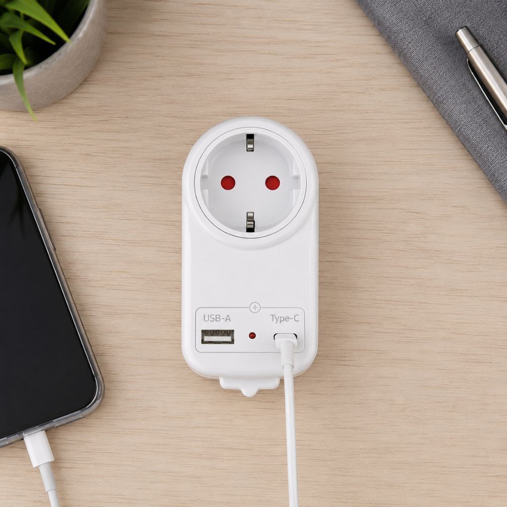 Utičnica sa USB i Type C punjačem pruža praktično priključivanje električnih uređaja i brzo punjenje mobilne opreme