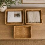 Set pletenih korpica 3/1 Boho za uređenje enterijera u prirodnom stilu