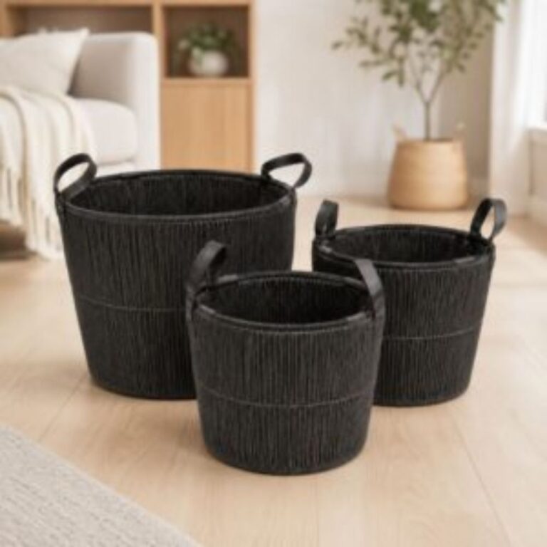 Set pletenih korpica 3/1 Graphite za dekoraciju doma i organizaciju prostora