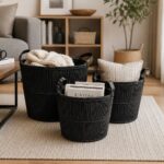 Set pletenih korpica 3/1 Graphite za odlaganje sitnica u dnevnom boravku