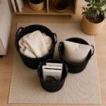 Set pletenih korpica 3/1 Graphite za uređenje modernog enterijera