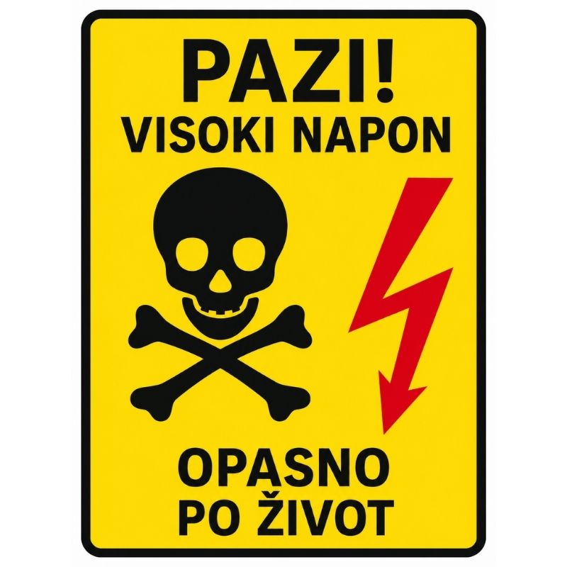 Naljepnica Pazi Visoki Napon - Opasno po Život