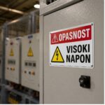 Bijela naljepnica Opasnost visoki napon 30x20 cm za upozorenje na električnu opasnost