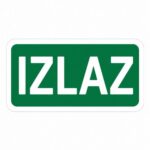 Grafički prikaz oznake za izlaz u slučaju nužde sa zelenom podlogom i bijelim slovima
