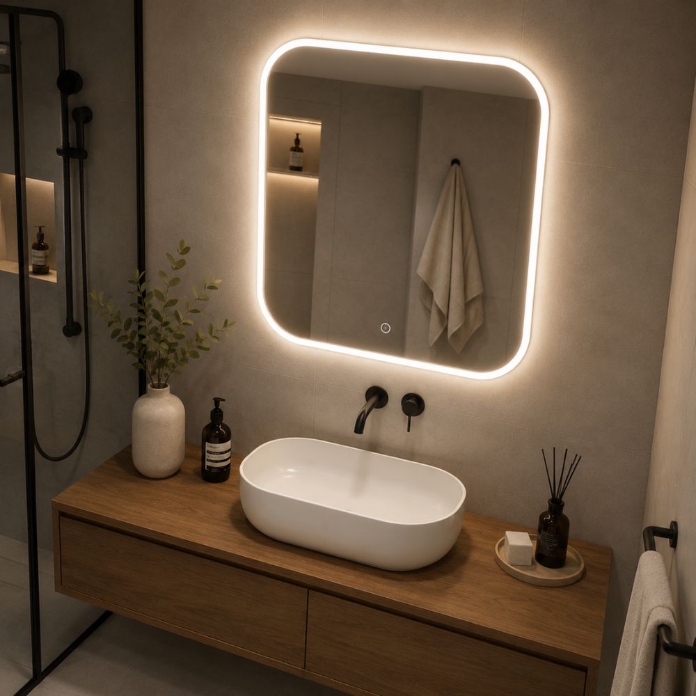 LED zidno ogledalo Soft Corner za moderno osvjetljenje kupatila i enterijera