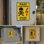 Naljepnica pazi visoki napon upozorava na opasnost od strujnog udara i pristup električnim instalacijama