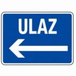 Uputna naljepnica za ulazna vrata sa strelicom za lakše snalaženje posjetilaca