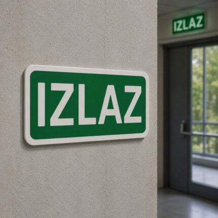 Vektorski prikaz sigurnosne naljepnice Izlaz za poslovne, javne i industrijske objekte