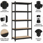 Metalna Polica Titan Flex Midnight 180x90x40 cm – 5 Etaža - Image 3