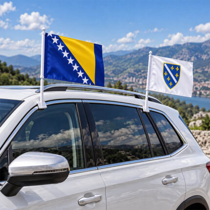 Zastavice za prozore auta BiH / Ljiljani – Set 4 komada